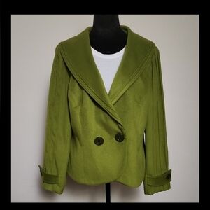 Chartreuse Green Double-Breasted Blazer Jacket Size 42 VEX Collection
